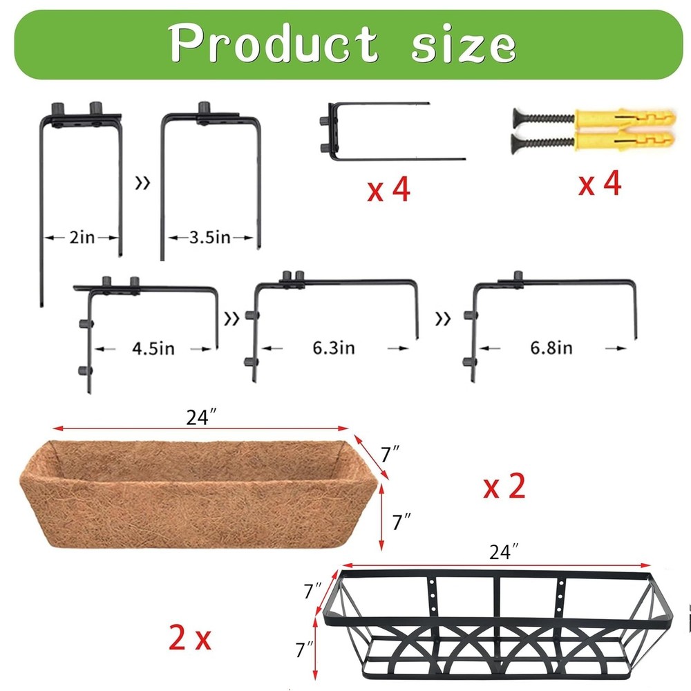 Window Deck Railing Planters Boxes with Coconut Liner, The Bottom Flat Window...