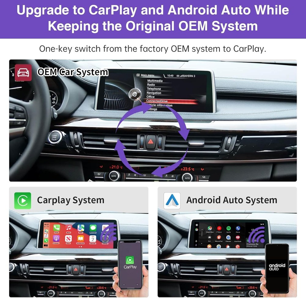 Wireless CarPlay Android Auto Retrofit Kit Decoder Box for BMW NBT 2012-2017 US