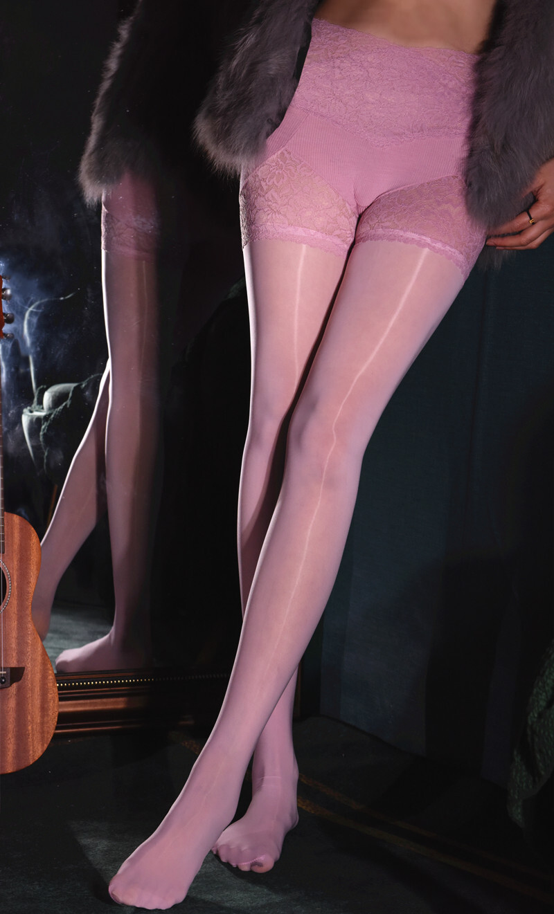 Open Crotch Lace Pantyhose Stretchy Tights Glossy Panties and Stockings in One