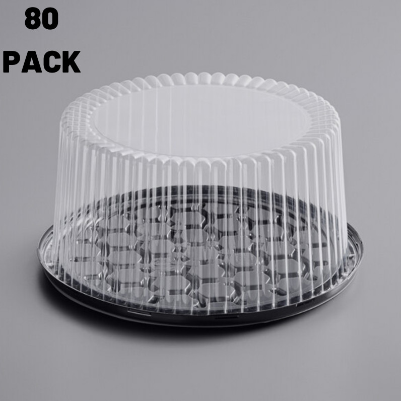 80-Pack 9" 2-3 Layer Disposable Cake Display Container with Clear Dome Lid Bulk