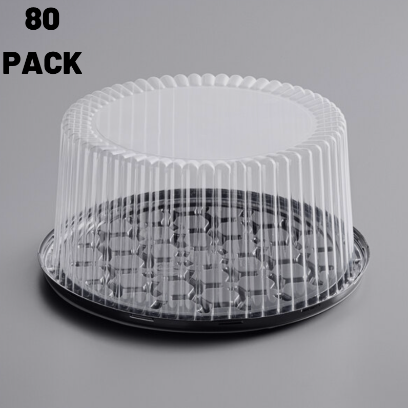 80-Pack 9" 2-3 Layer Disposable Cake Display Container with Clear Dome Lid Bulk