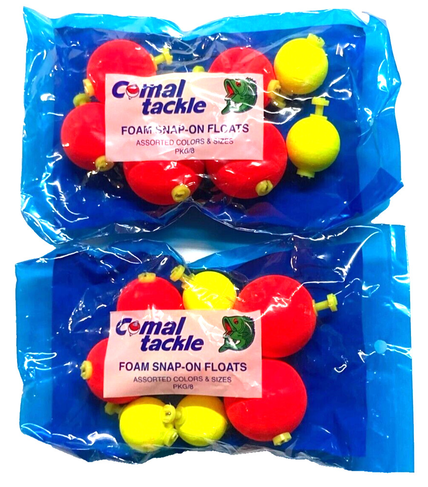 2 PACKS Comal Tackle Snap-On Float Assortment Two Colors Three Different Sizes