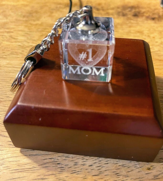 Swarovski Crystal Cube #1 MOM 3D laser engraved cube Key Chain