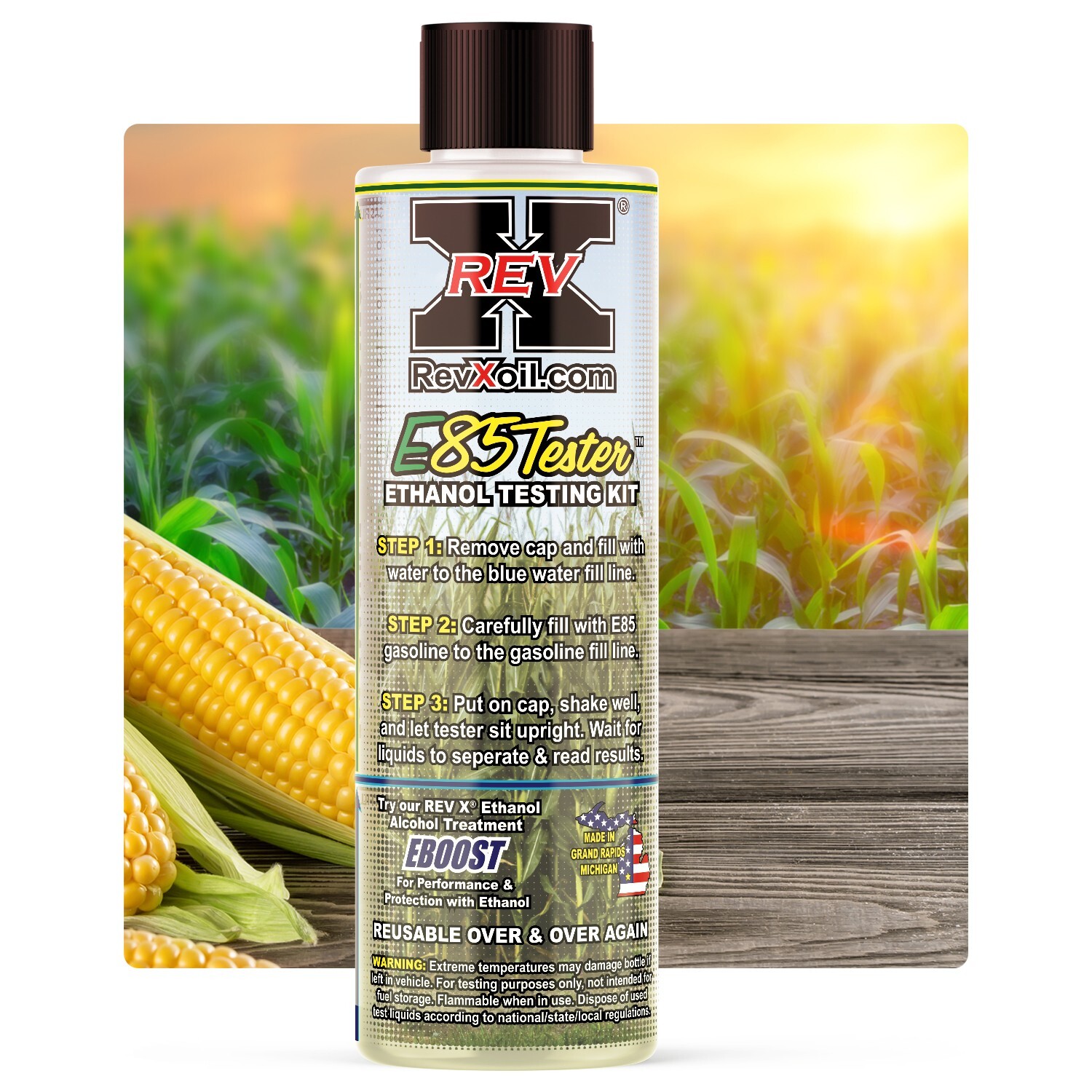 REV X E85 Ethanol Gasoline Tester - Easy to Use Ethanol Test Kit for Flex Fuel