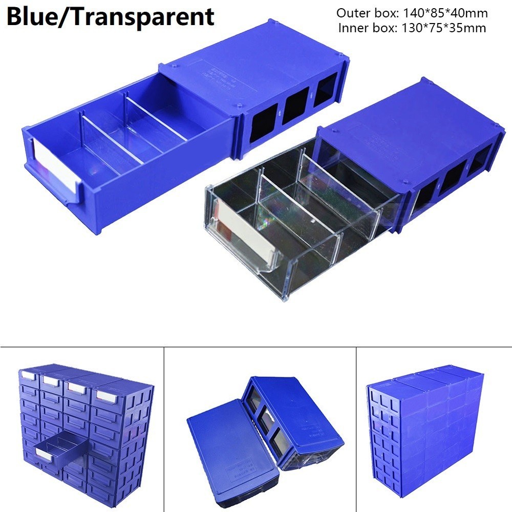 Container Storage Box 140*85*40mm Blue Component Screws Hardware Stackable