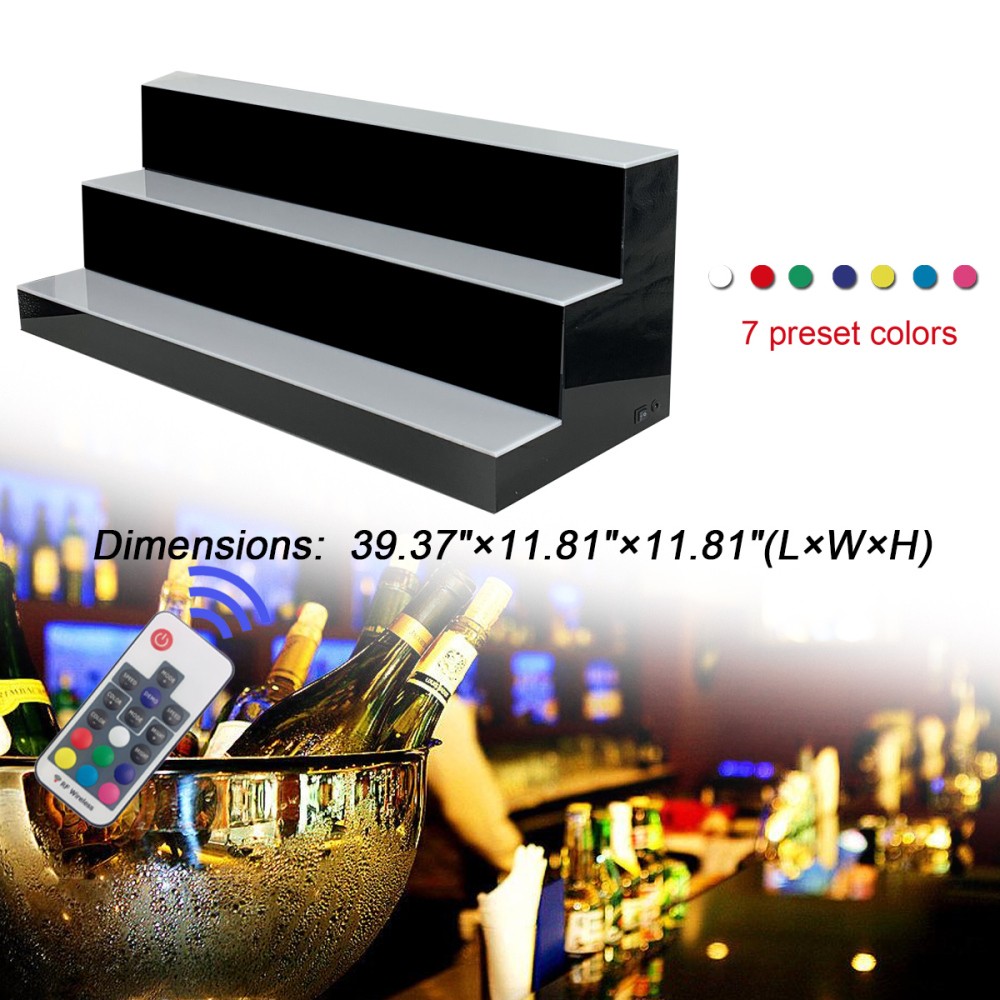 LED Lighted Liquor Bottle Display Shelf 3 Tiers Bar Shelves for Liquor Bottles