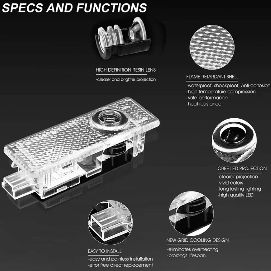 2pcs Car Door Projector Light 50th Anniversary For B-M-W E60 E63 E90 E92 E93