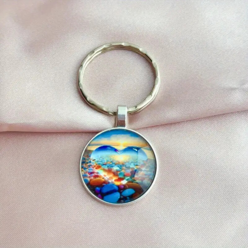 Stone Heart Pattern Keychain