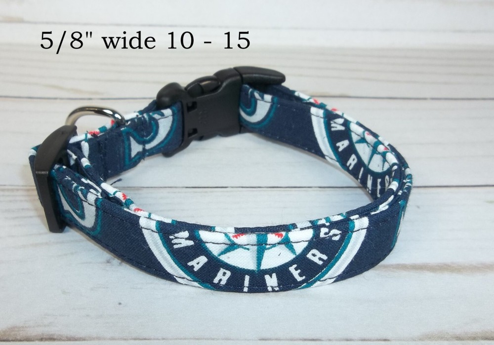 Seattle Mariners MLB Terri's Dog Collar handmade adjustable gameday fabric
