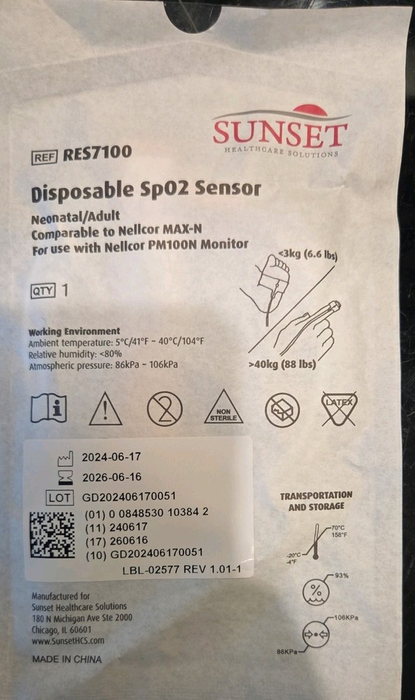 Pediatric Disposable SpO2 Finger Sensor RES7100