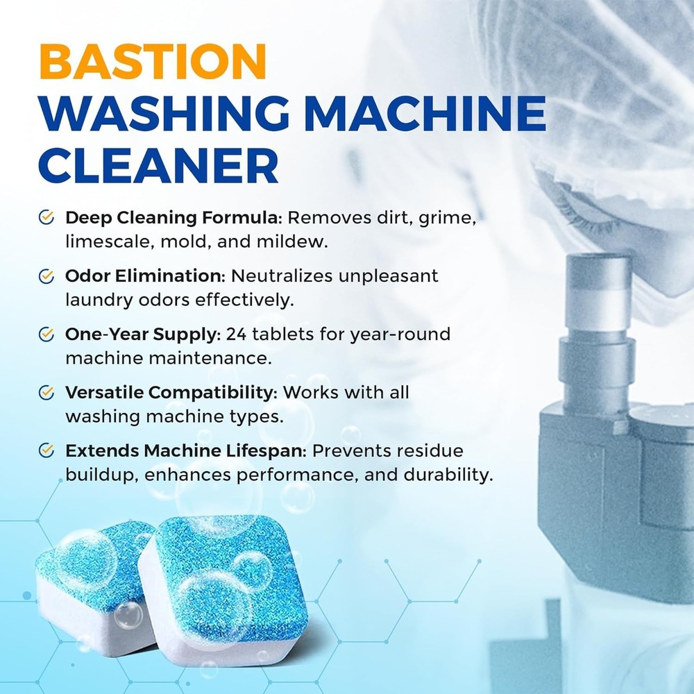 Washing Machine Cleaner Tablets 24 pack Powerful Descaler -Deep Cleaning for HE