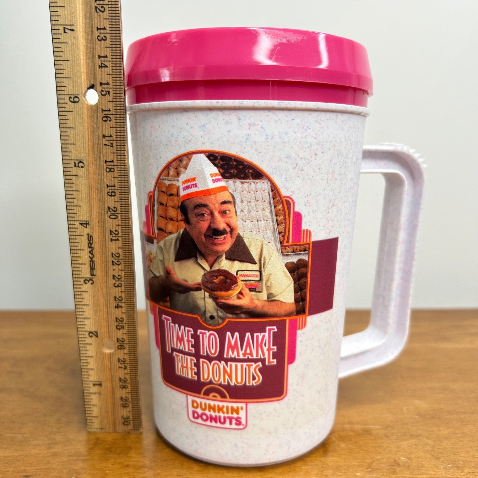 Dunkin' Donuts Vintage Thermo Travel Coffee Tumbler Mug Time to Make Donuts Fred