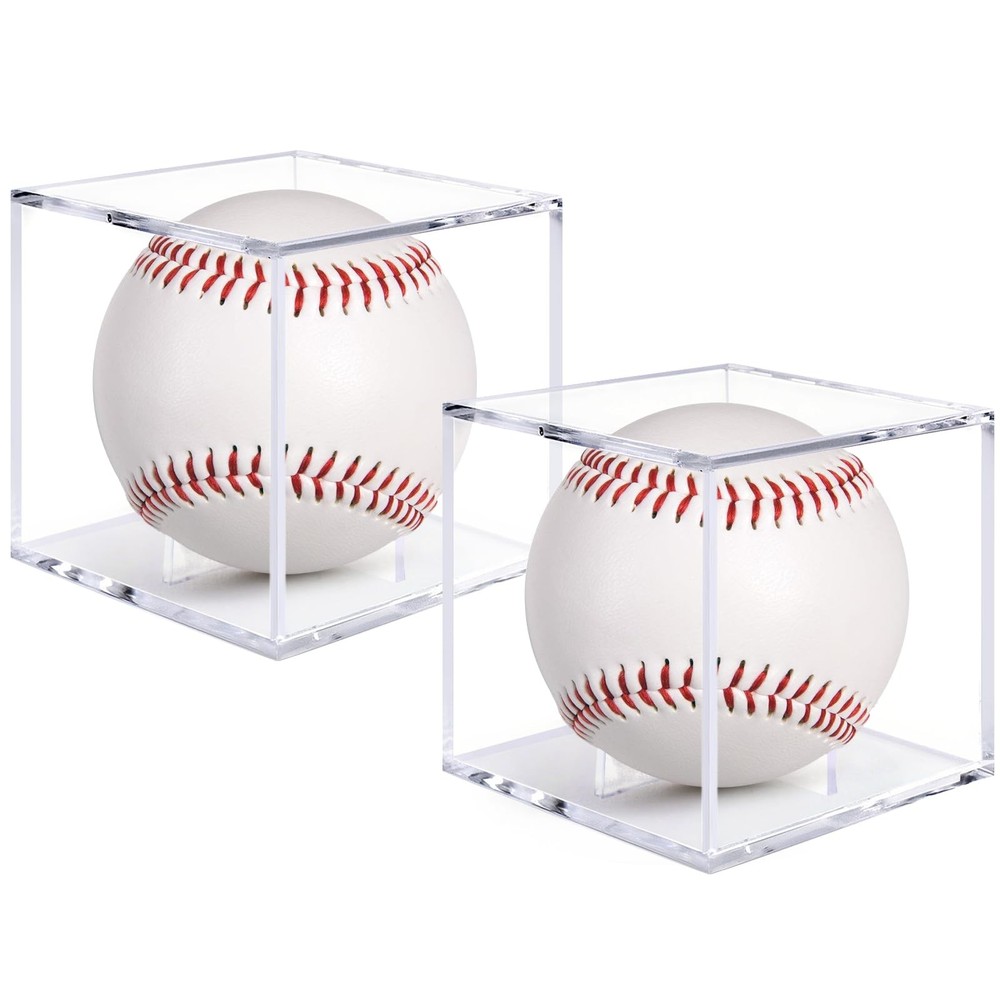 2 Pack Baseball Display Case, UV Protected Acrylic Baseball Holder Display case