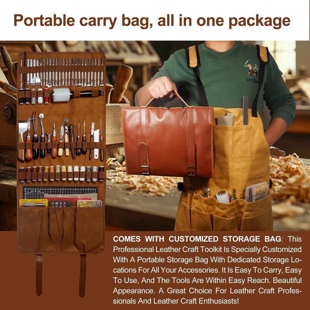 Runfider Leather Working Tool Set 588PCS Professional Leather Craft Tools Kit...