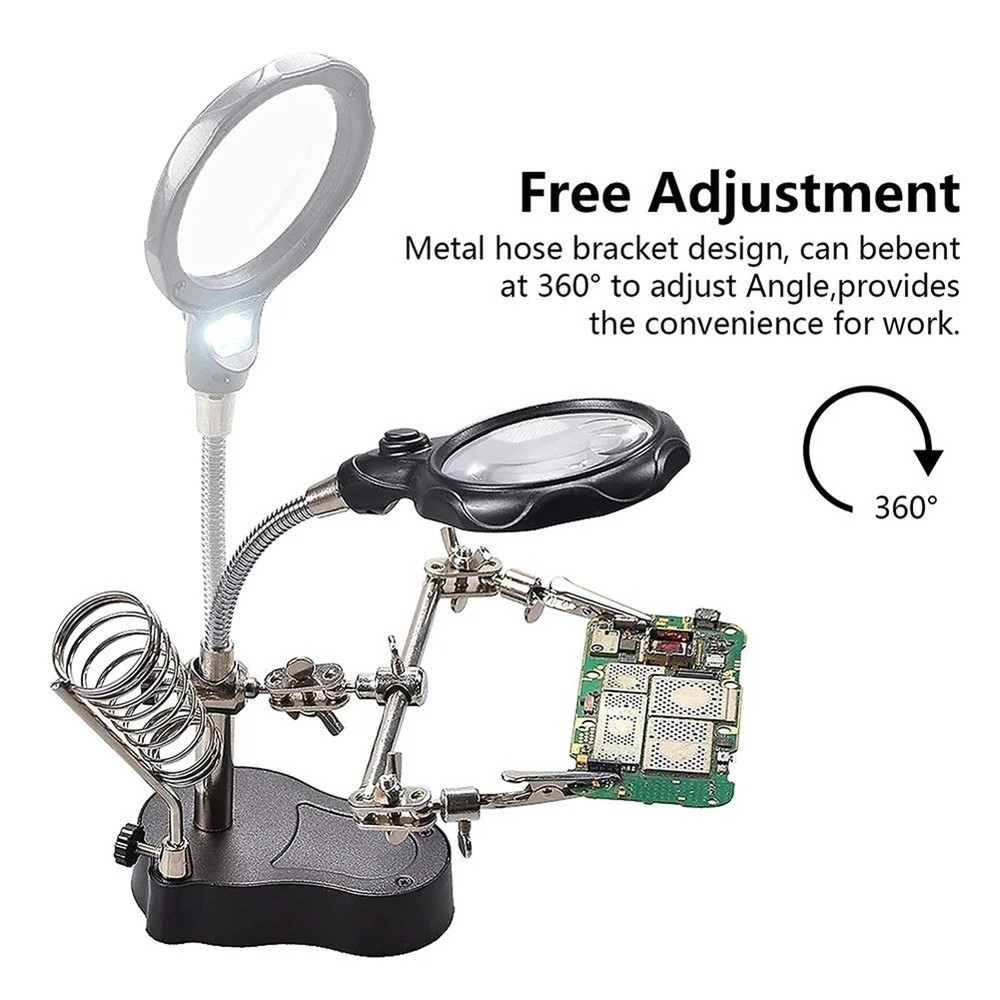 Hobbyist Adjustable Helping Hands Tool Equipped with Bright LED Light