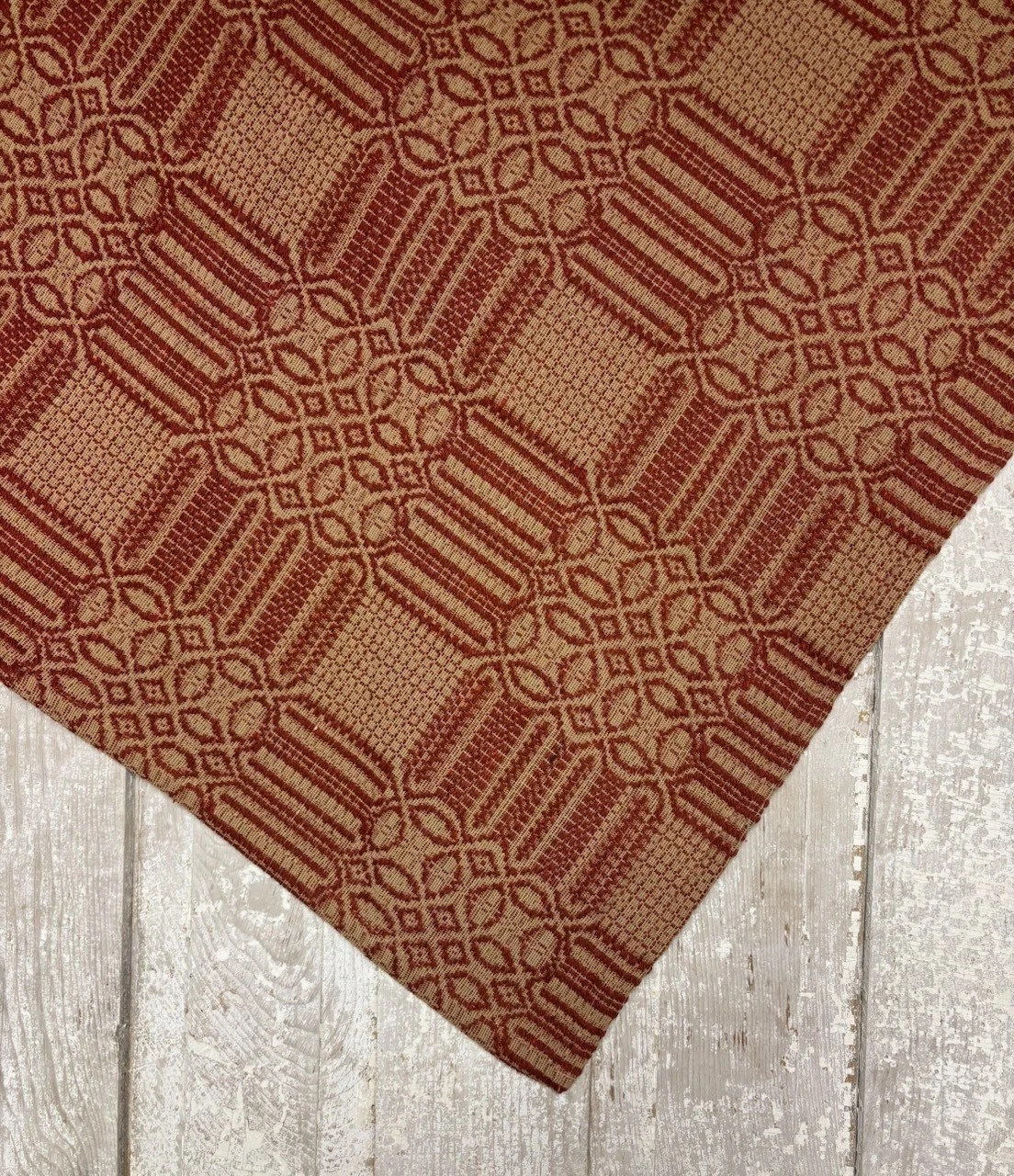 New Primitive Colonial Style RED COVERLET THROW Woven Tablecloth Blanket