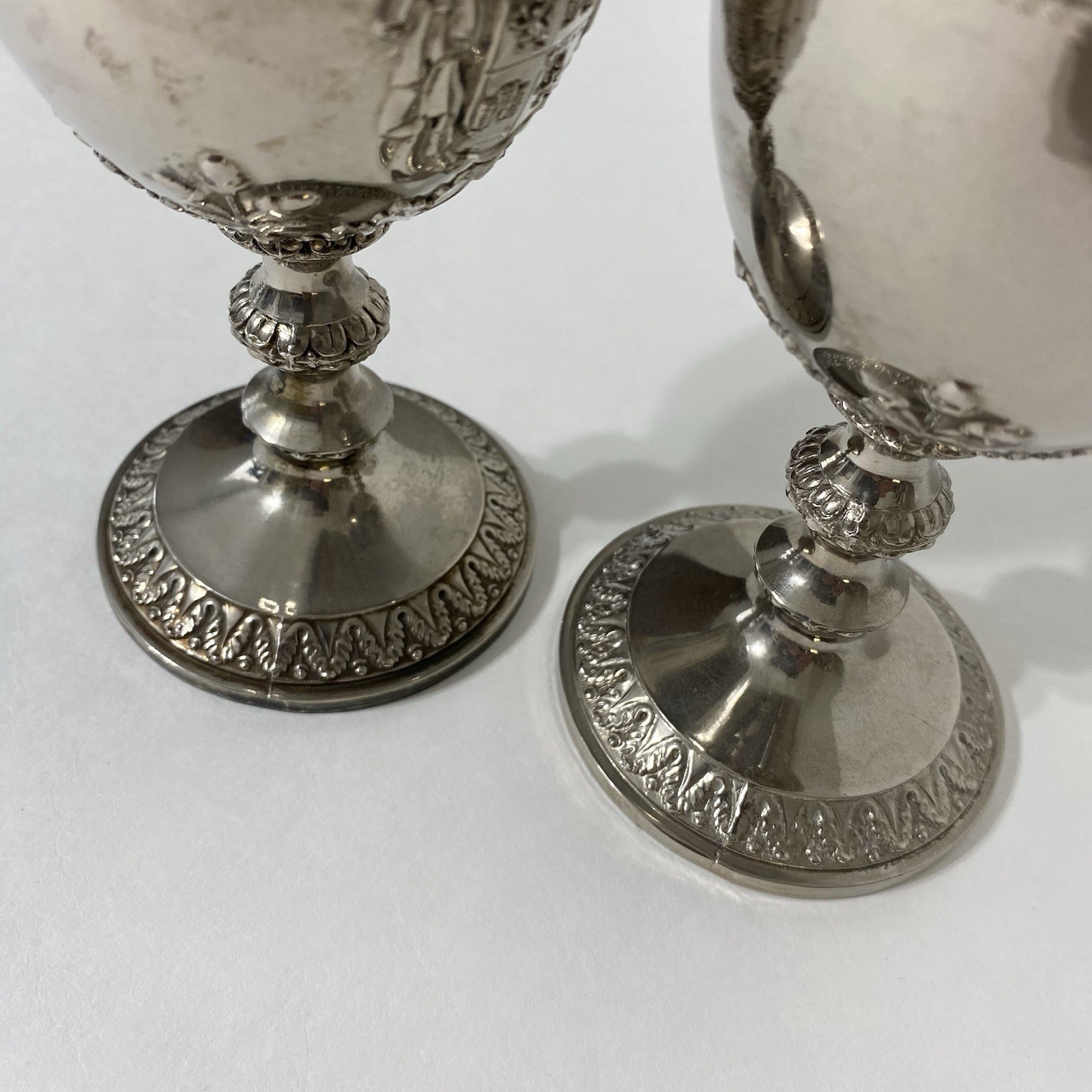 Vintage Corbell & Co Silverplate Goblets Set 4 Baroque Heraldic 6.5" Wine Cups