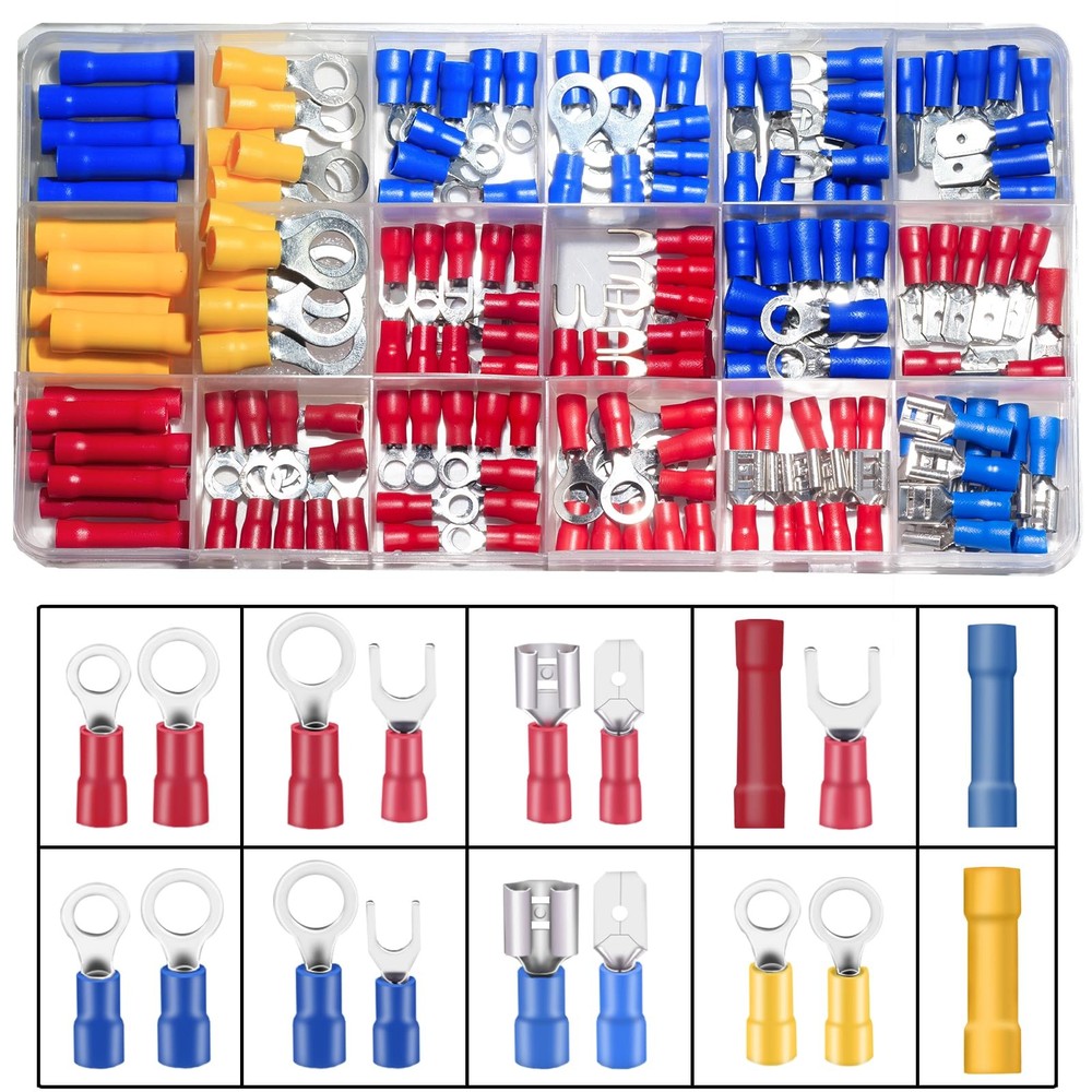 150PCS Mixed Quick Disconnect Electrical Insulated Butt Bullet Spade Fork Rin...