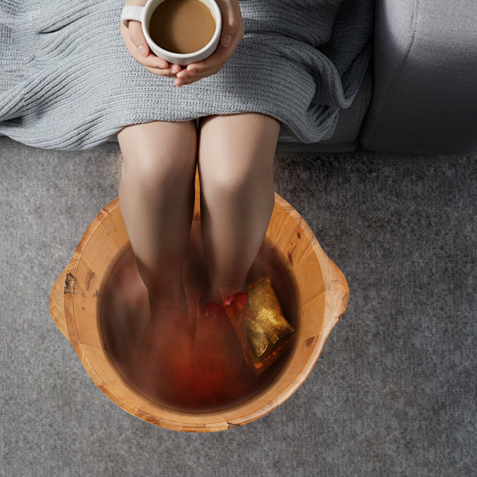 Wooden Foot Soak Basin Foot Bath Bucket Foot Bath Barrel Soaking Feet Spa Basin