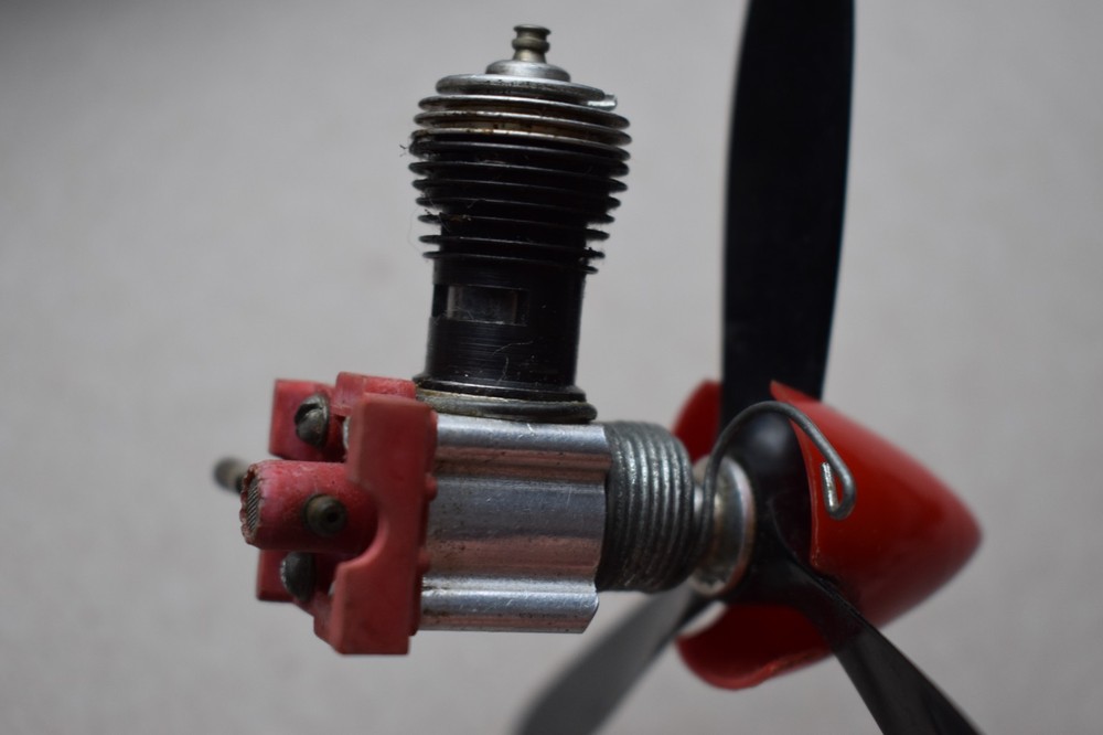 Vintage small RC airplane motor. Spring start.
