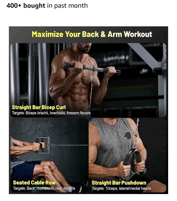 Cable Attachments for Gym, LAT Pulldown & Cable Machine Attachment Set: V-Shape!