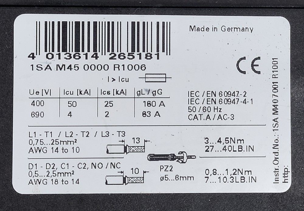 1 USED ABB MS450 MANUAL MOTOR STARTER ***MAKE OFFER***
