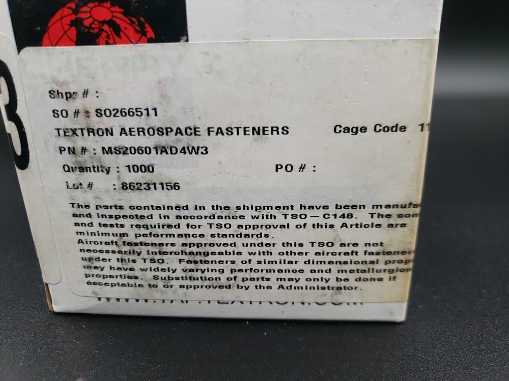 Cherry Rivet Textron Aerospace Fasteners 1000pc