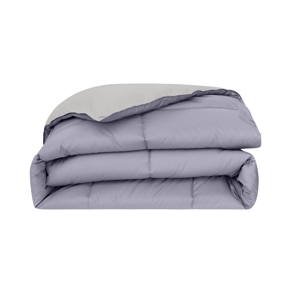 Down Alternative Reversible Comforter Purple/Silver Queen