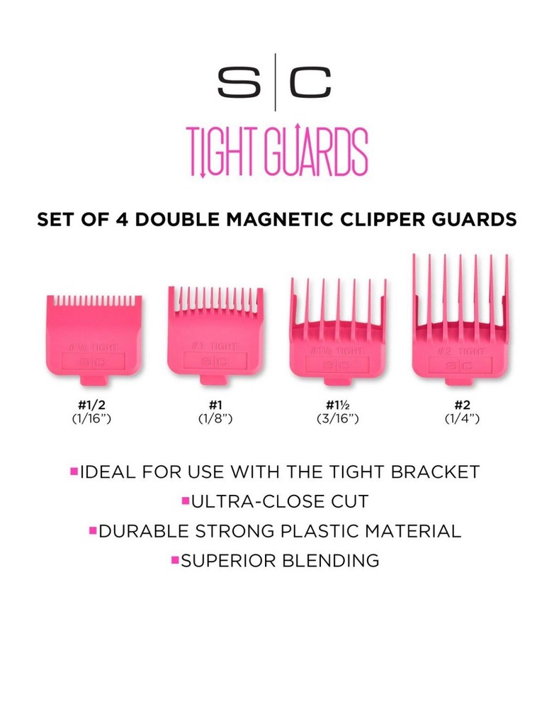 GAMMA+ DUB MAGNETIC TIGHT CLIPPER GUARDS/PINK