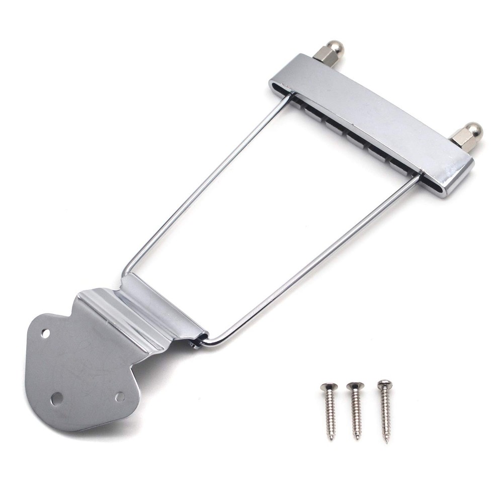 FarBoat 6-String Trapeze Tailpiece Bridge Metal Replacement Silver