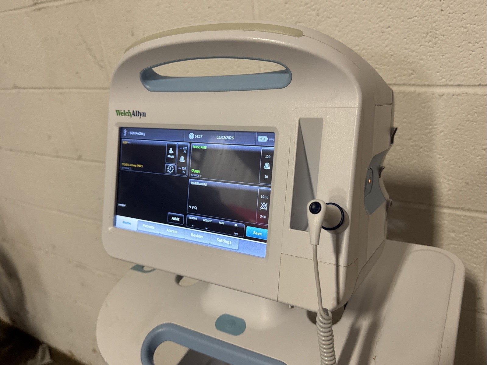 Welch Allyn Connex 6000 VSM Vital Signs Monitor + NIBP BP Temp Battery Good