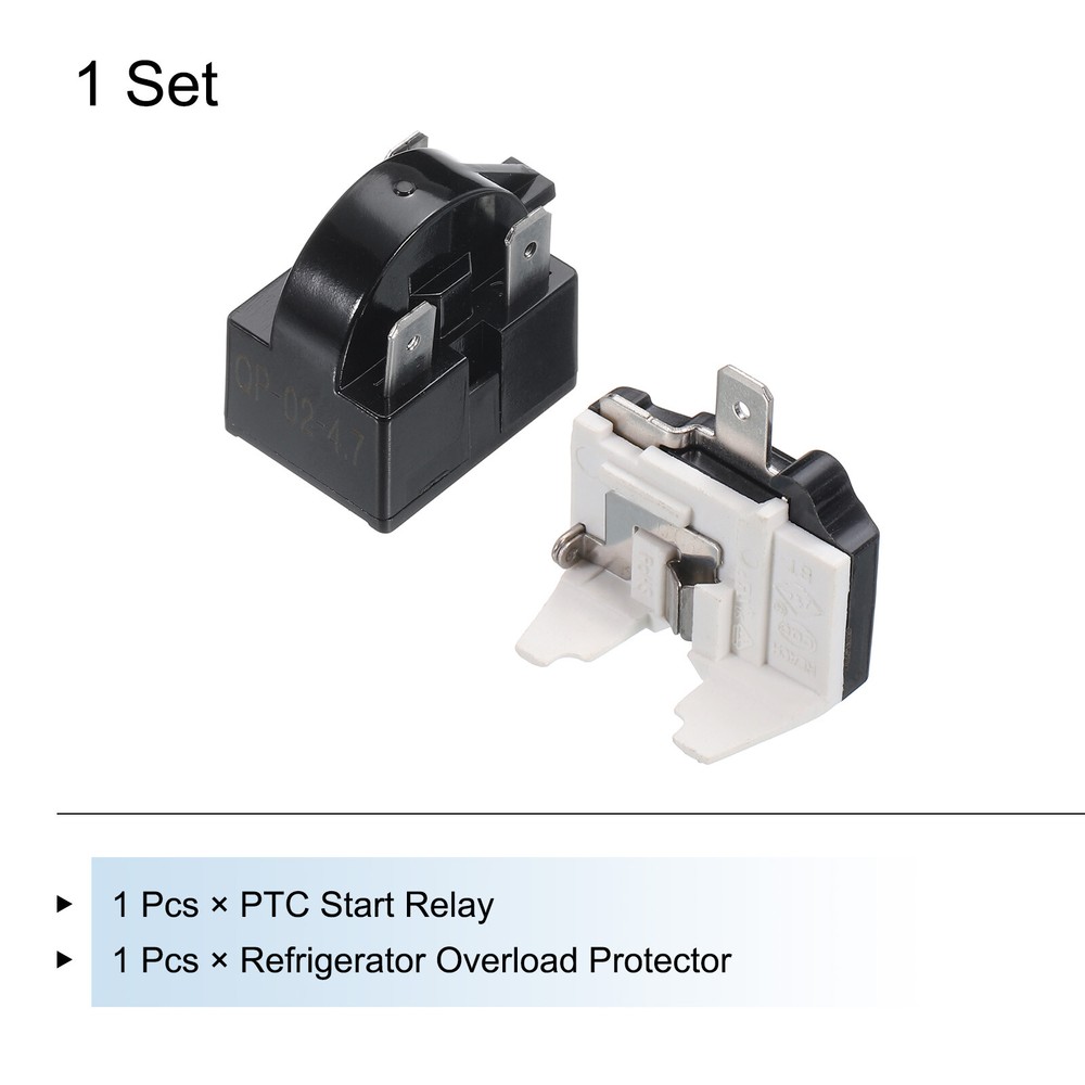 Refrigerators PTC Starter Relay 3 Pin 4.7 Ohm Overload Protector 1/2HP