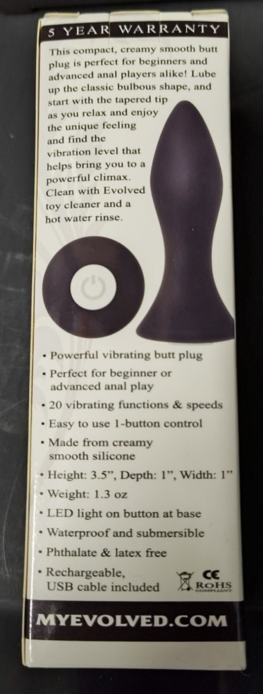 Mighty Mini Vibrating Rechargeable Silicone Butt Plug - Black