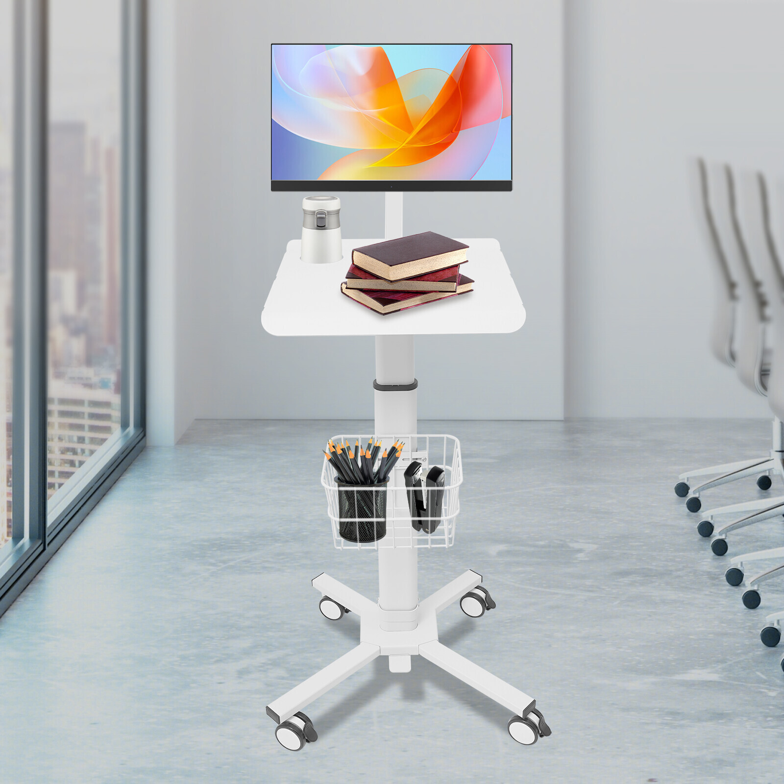 Adjustable Rolling Medical Cart with iPad Holder for Healthcare & Spa