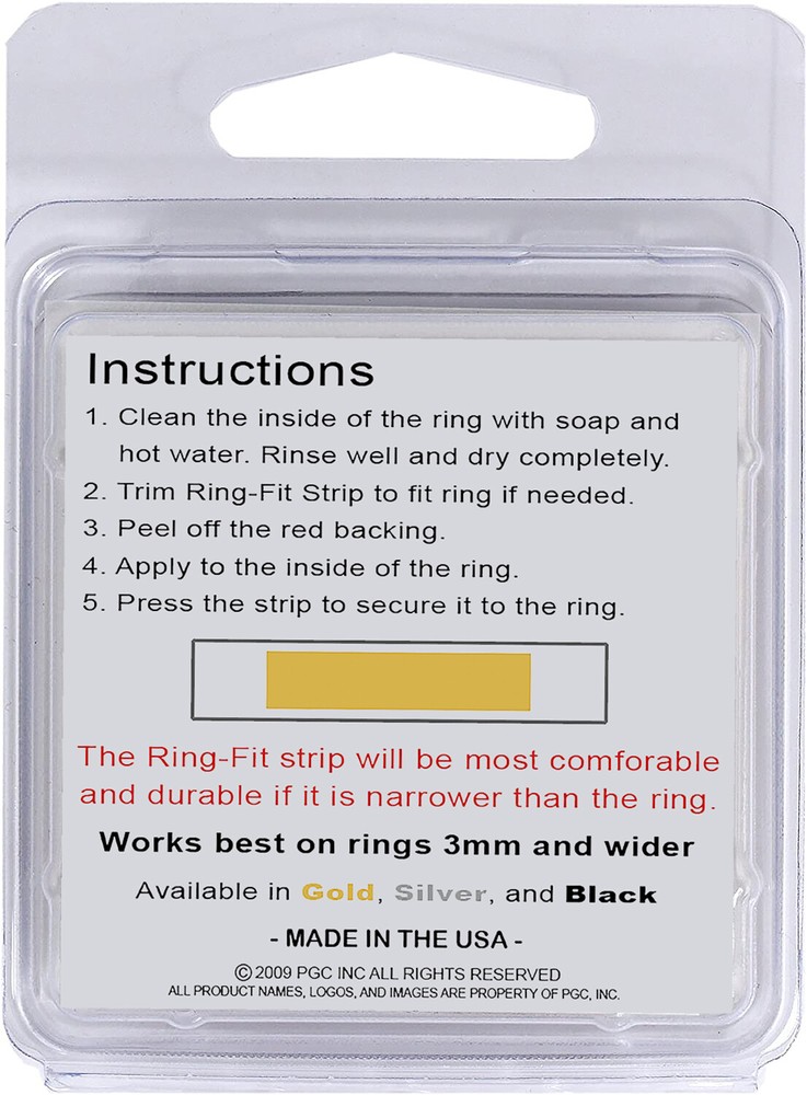 THE ORIGINAL Ring-Fit Sizing Strips by PGC, Inc - Ring Guard / Ring Size Reducer