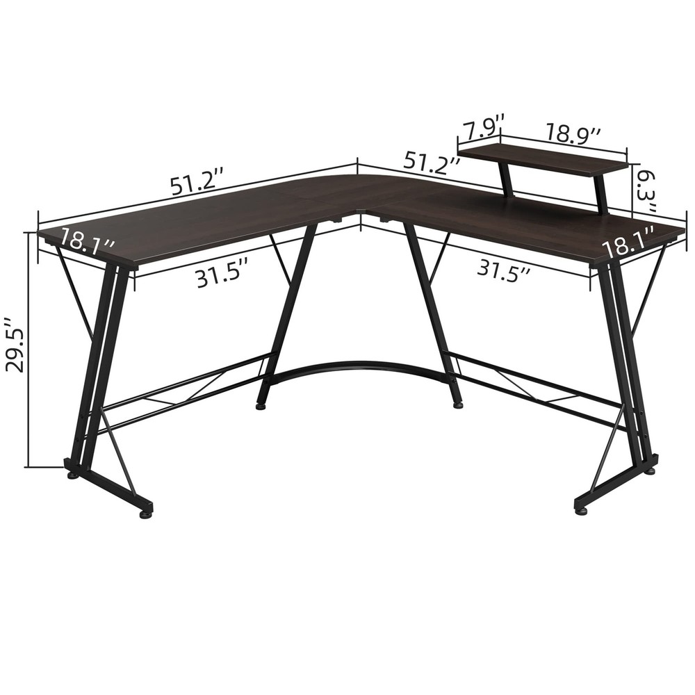 Somdot L Shaped Desk Corner Gaming and Computer Desk for Multiple Screens & M...