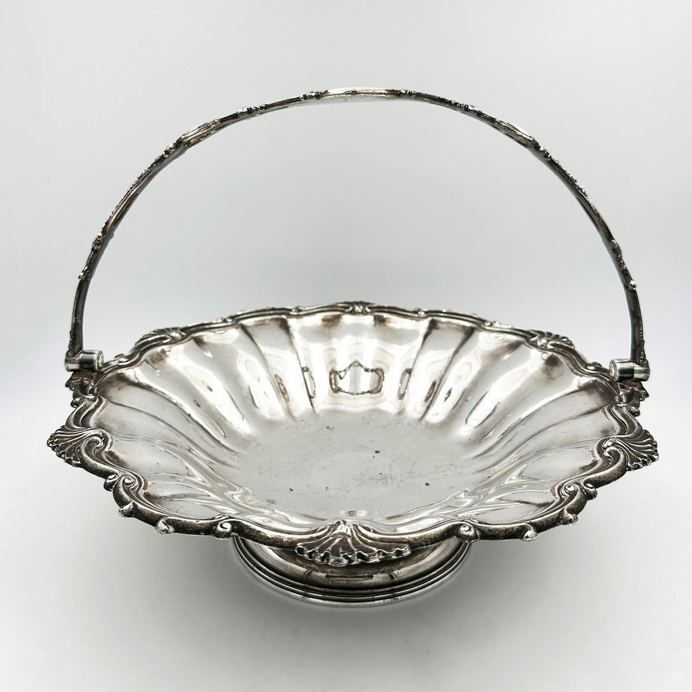 VICTORIAN SWING HANDLED BASKET OLD SHEFFIELD PLATE c1840