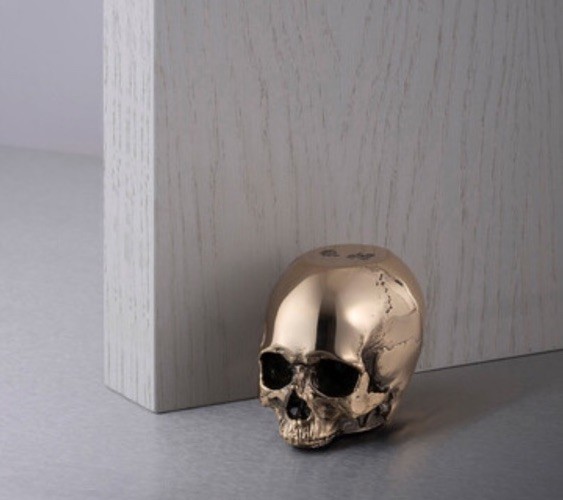 Buster and Punch x Travis Barker Skull Doorstop Stainless Steel Brass 4 Lb Decor