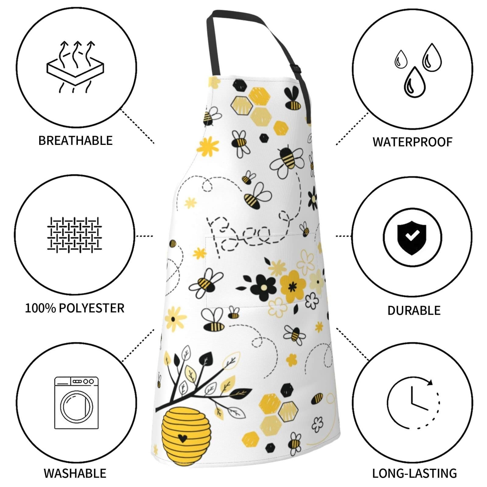 Bee Aprons for Women with Pockets - Cute Apron for Cooking Baking Dishwashing...