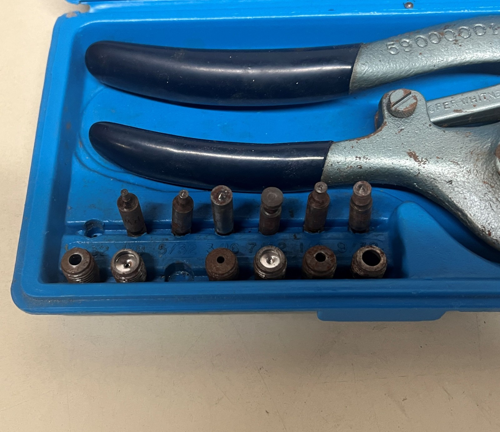 Vintage Roper Whitney No. 5 Jr. 7-Piece Die Hand Punch Set Complete in Case USA