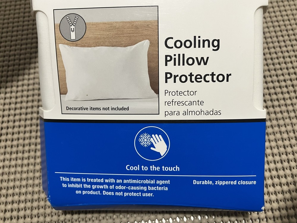 Mainstays King Cooling Pillow Protector Zippered Antimicrobial Arctic White