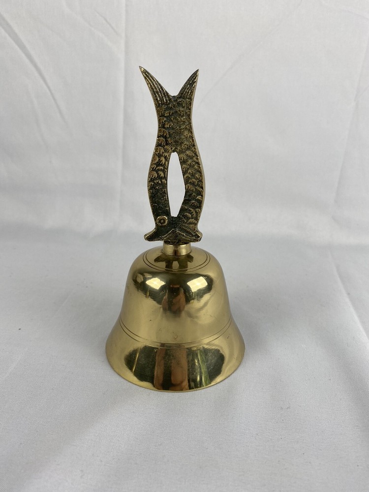 Vintage Brass Bell with Fish Handle Great Gift
