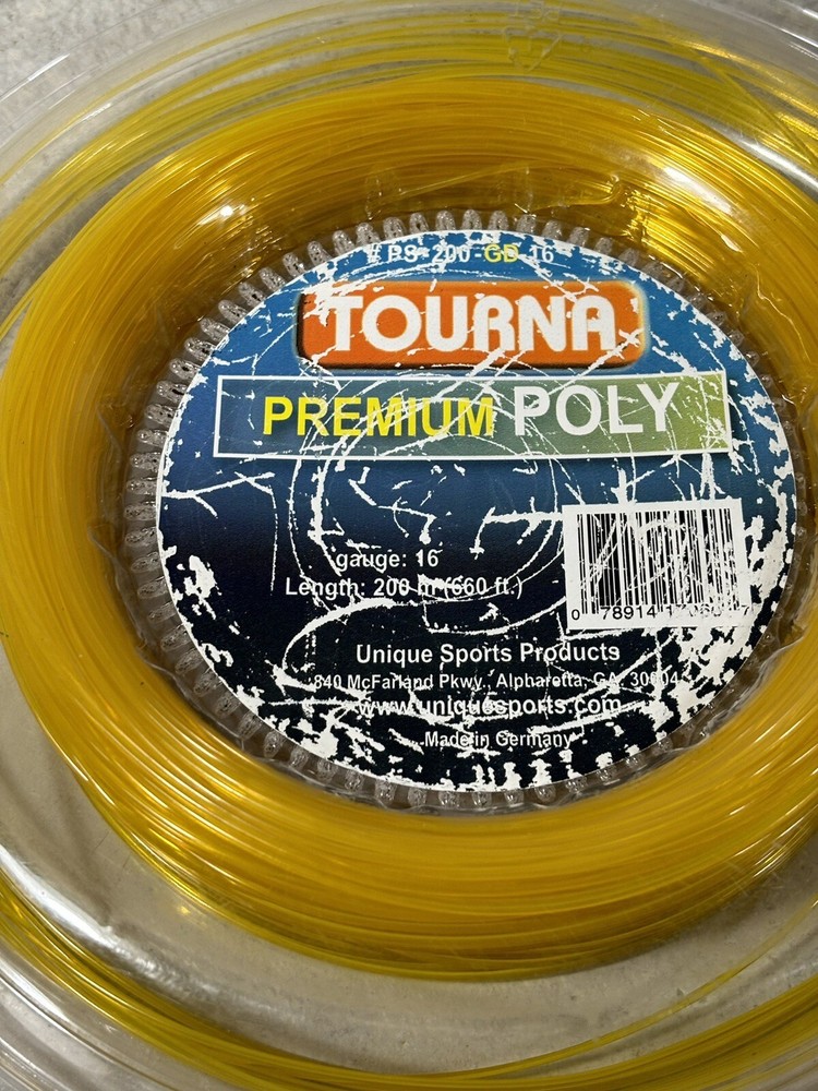 "Tourna Premium Poly Durable Tennis String, Gold”