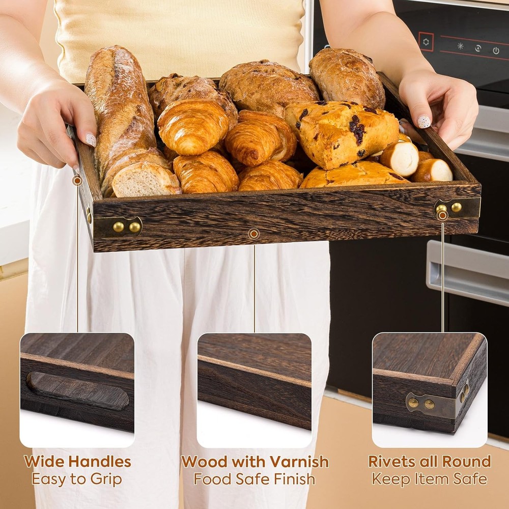 Yangbaga Serving Tray with 1" x x 1", Rustic