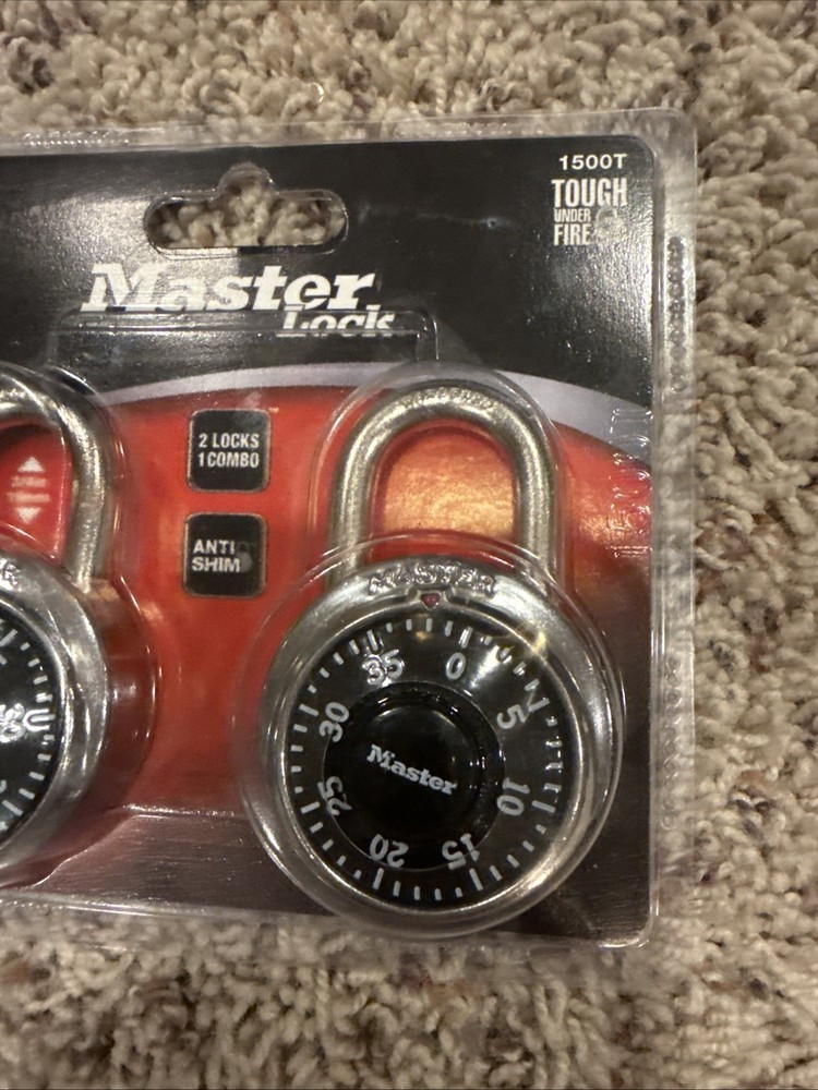 Master Lock 1500T Locker Lock Combination Padlock, 2 Pack, Black
