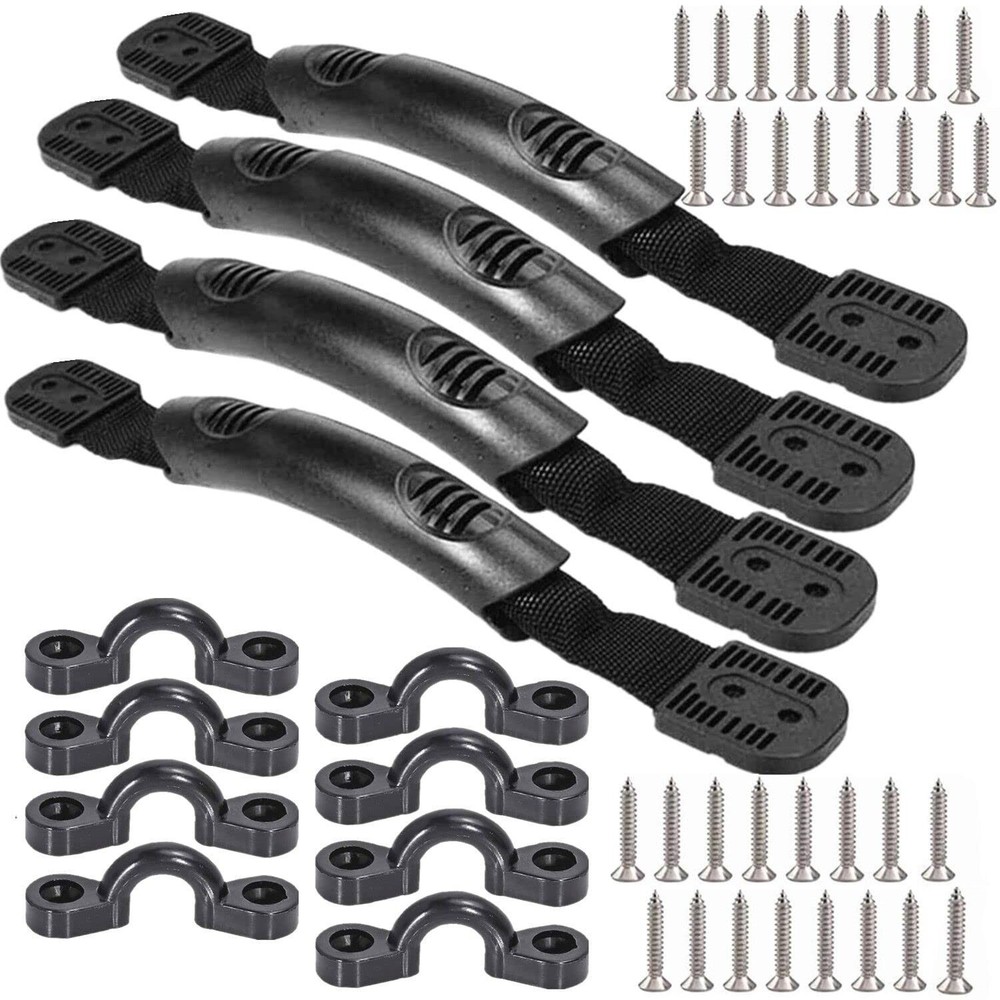 Double Hole Kayak Handles 4 Pack Kayak Pull Handle - 8 Pcs Pad Eye with 32 Pc...