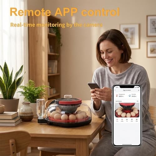 Automatic Egg Incubator for 12 Chicken Eggs with Camera APP Control