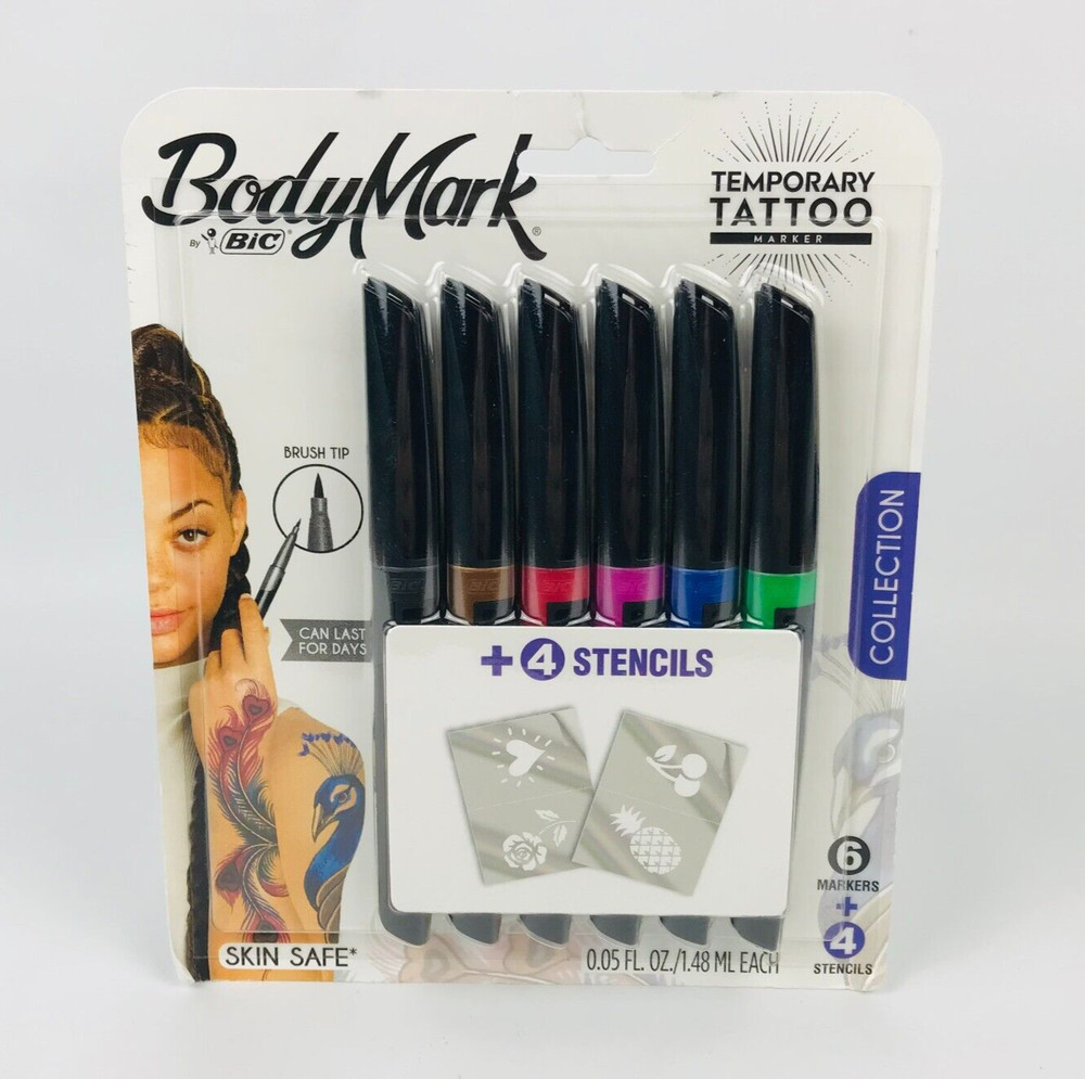 Bic BodyMark Temporary Tattoo Markers Assorted Colors 6 Count