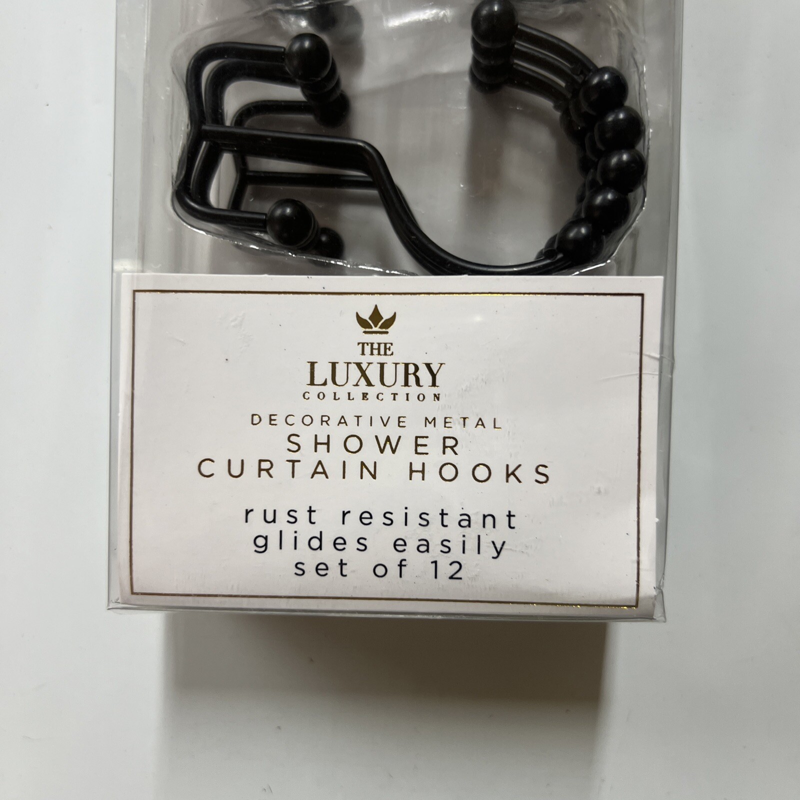 Shower Curtain Hooks Black Metal 12 Count Household Trends