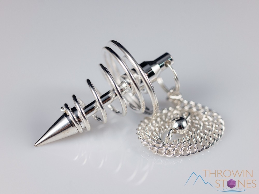 Spiral SILVER Pendulum - Divination, Metaphysical, Healing Crystals Stones E2124